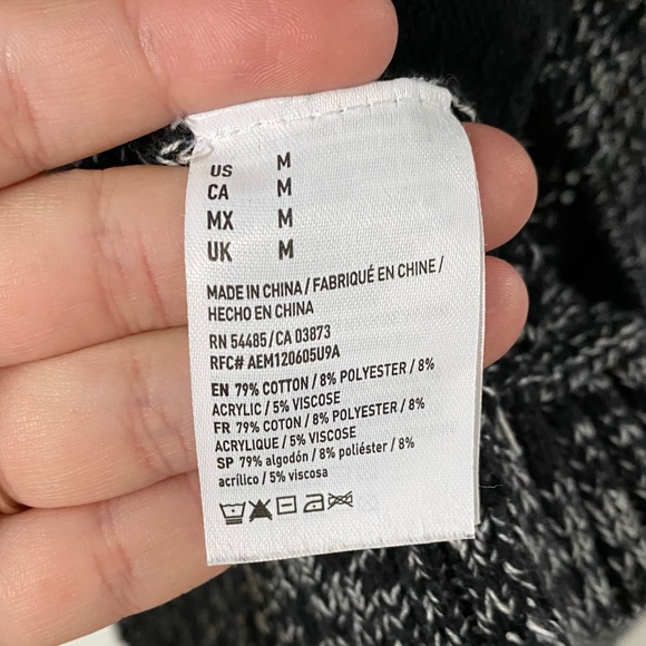 American Eagle Black & White Knit Cardigan | M - Picture 8 of 9